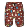thumbnail image 4 of Wukai Coffee Cups Print Beach Trunks with Compression Liner Swimsuit Quick Dry Beach Sports Shorts with Pocket-X-Large, 4 of 8