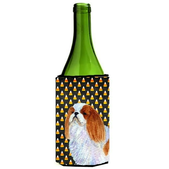 English Toy Spaniel Candy Corn Halloween Portrait Wine Bottle Hugger - 24 oz.