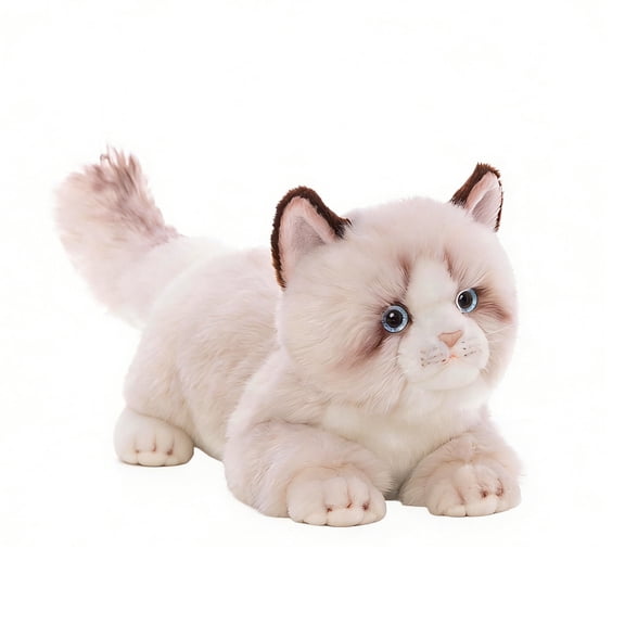 CU-MATE 20" Gray Ragdoll Cat Plush Stuffed Animal Toys, Simulation-Realistic & Lifelike Soft Stuffed Animal Cat, Handmade Lying Stuffed Cat Toys, Present Gift for Boys and Girls