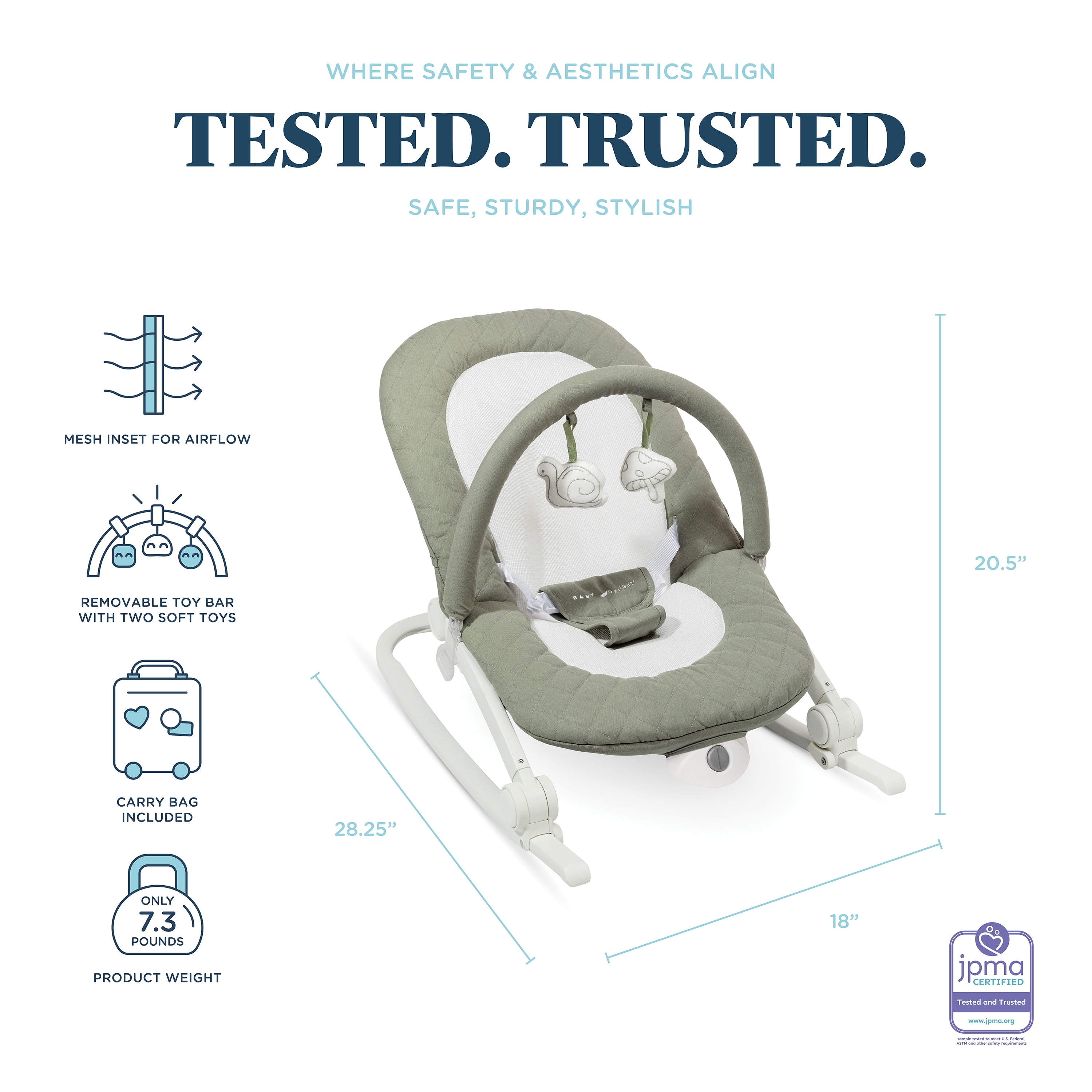 Baby Delight Aura Deluxe Portable Rocker, Organic Sage