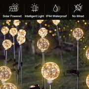 Decorative LED Solar Stake Light, 2 Pack Outdoor Solar Globe Lights Waterproof Solar Landscape Path Light for Yard, Patio, Walkway, Warm White