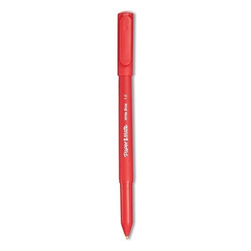 New Paper Mate Write Bros. Stick Ballpoint Pen, Medium 1mm, Red Ink/Barrel, Dozen,Each