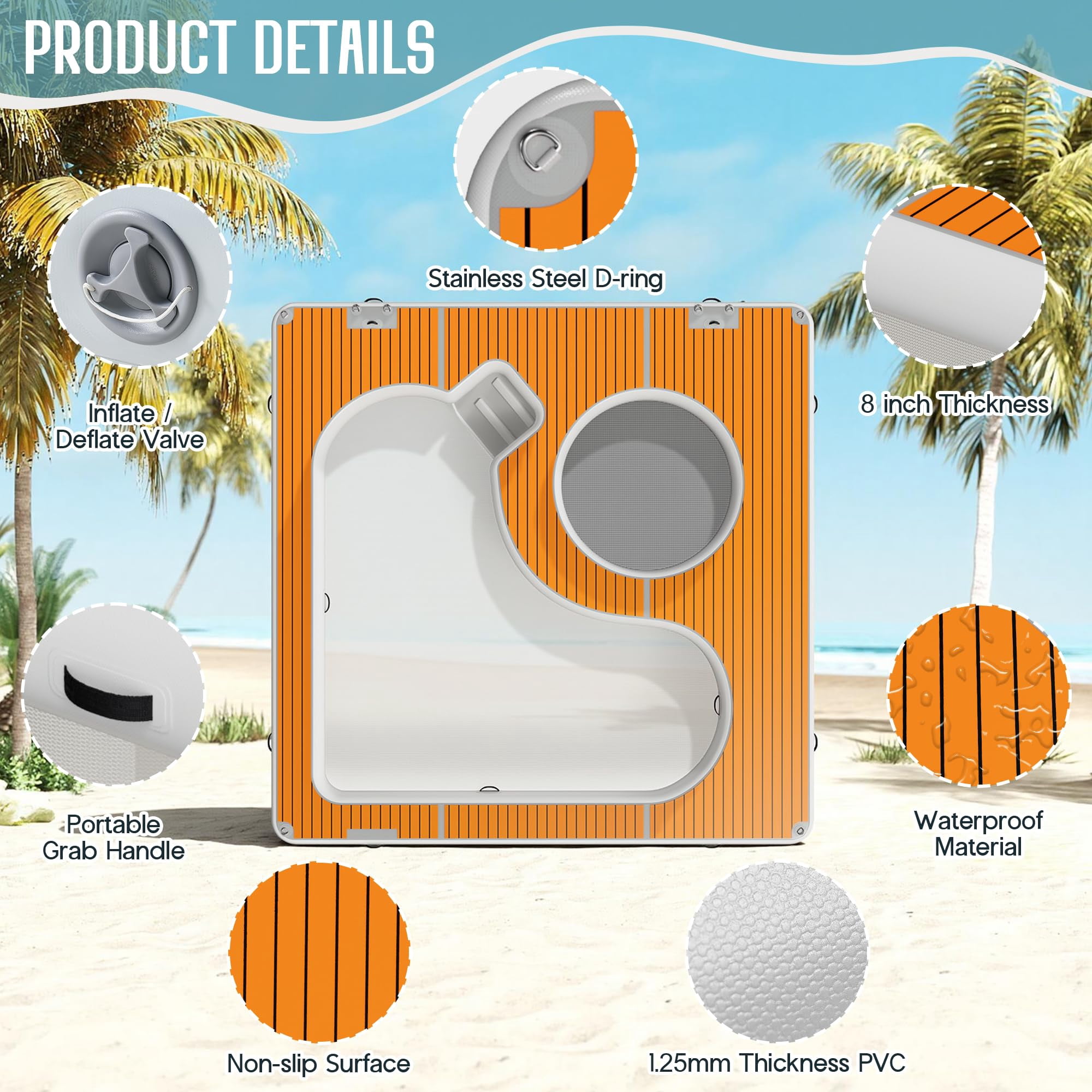 LUXOAK 13×13ft Inflatable Sea Pool, Swimming Pool Platform with Safety Net, Modular Swim Air Dock with Electric Air Pump for Ocean Party