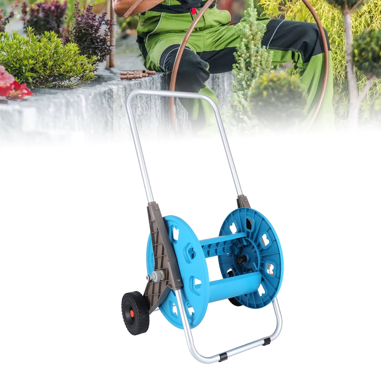 Tebru Garden Hose Winder,Garden Hose Reel,G1/2 Garden Hose Reel Cart