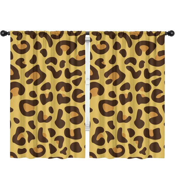 Blackout Kids Curtains,Yellow and Brown Of Leopard Print Childrens Insulated Curtains Set Of 2,Bedroom Essentials,Toddler Room Decor 52"x84"