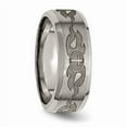 thumbnail image 4 of Titanium Beveled Edge 8mm Laser Design Brushed & Polished Band, 4 of 9
