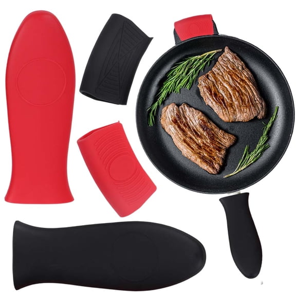 4 Pack Silicone Pan Handle Sleeve, Heat Resistant Cast Iron Skillet Handle Covers for Pots and Pans, Assist Handle Holder Grip for Kitchen Frying Griddles Cookware