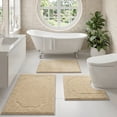 thumbnail image 6 of IValue Bathroom Rugs Sets 3 Piece Absorbent Bath Mats for Bathroom Washable Bath Mat Set with U-Shaped Contour Toilet Rug, Beige, 6 of 9