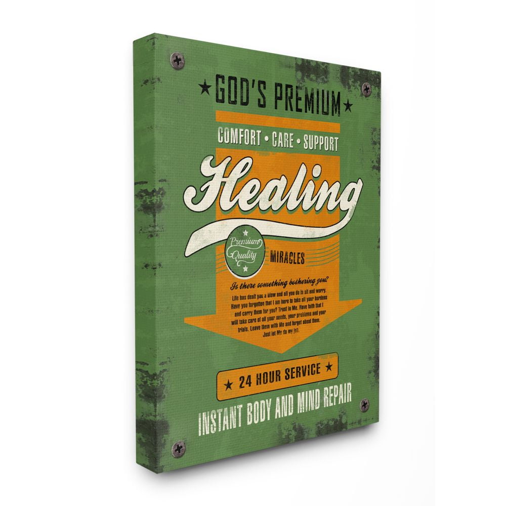 Stupell Industries Healing Miracles Vintage Comic Book Green Orange Design Canvas Wall Art by Ester Kay