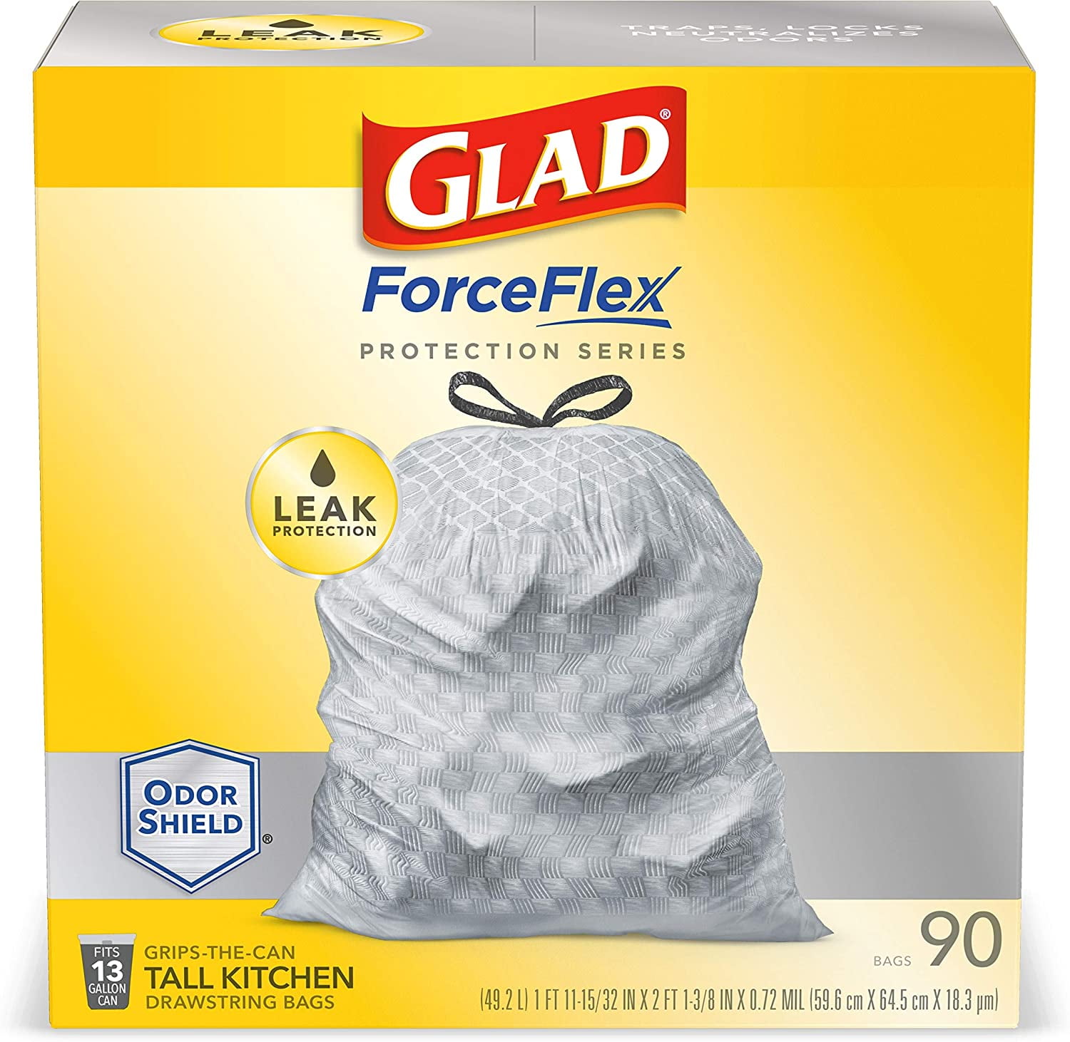 Details about   Glad ForceFlexPlus XL X-Large Kitchen Drawstring Trash Bags 20 Gallon Grey 