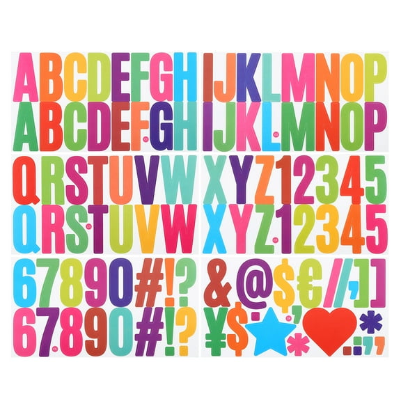 Uxcell Alphabet Letters Numbers Stickers, 6 Sheets Self Adhesive Large Decal, Colorful