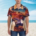 thumbnail image 2 of Pofeuu Cultural Silhouette Journey Print Hawaiian Shirt for Men Sleeves Casual Button Down Summer Beach Dress Shirts T-Shirts,Large, 2 of 7