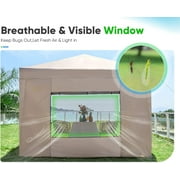 Quictent Privacy 8x8 Pop up Canopy tent Instant Folding Outdoor Canopy with Sidewalls Mesh Windows and Wheeled Bag Waterproof (Beige)