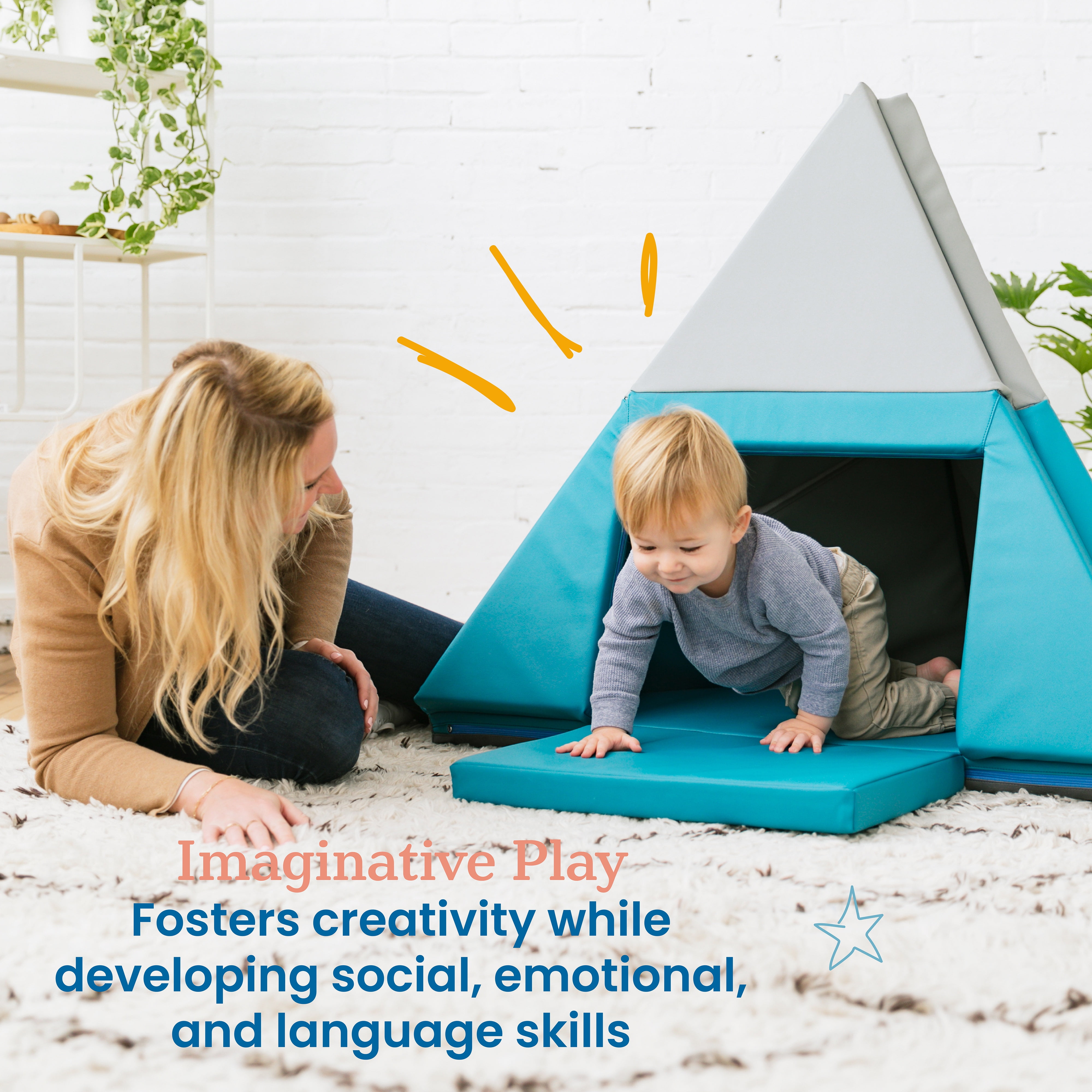 ECR4Kids SoftZone Camp, Canoe and Tumble Too Activity Play Mat, Toddler Playmat, Contemporary