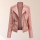 thumbnail image 1 of Veste de motard pour femme, Style Vintage, veste en cuir PU, col rabattu, tenue quotidienne, 1 of 9
