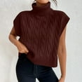 thumbnail image 2 of GigrtiJin Sweater Vest for Women Solid Color Cable Knitted Turtleneck Sleeveless Thermal Tunic Tops, 2 of 7