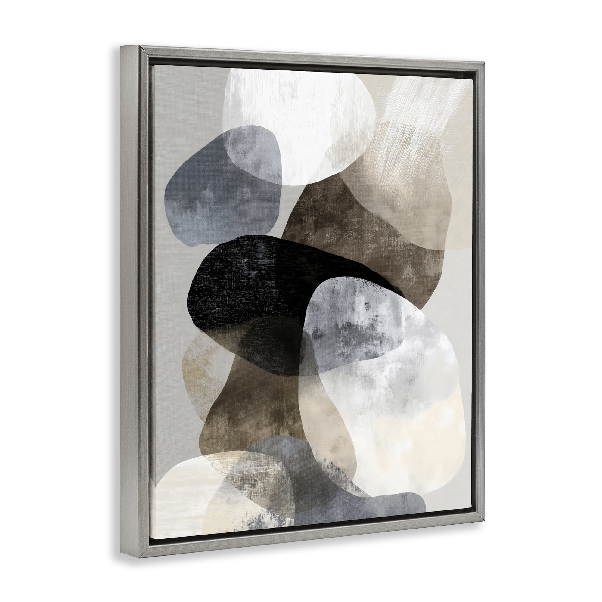 Stupell Industries Thoughts In Muted Layers Gray Framed Floater Canvas Wall Art, design by Ink Drop Loft