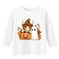 thumbnail image 3 of Bnwani Halloween Long Sleeve Toddler Shirts Boys White Crew Neck Casual Printed Tops 7-8 Years, 3 of 4