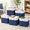 White Blue, variant on 12x12 Inch White Blue Fabric Cube Storage Bin with Rope Handles 6-pack
