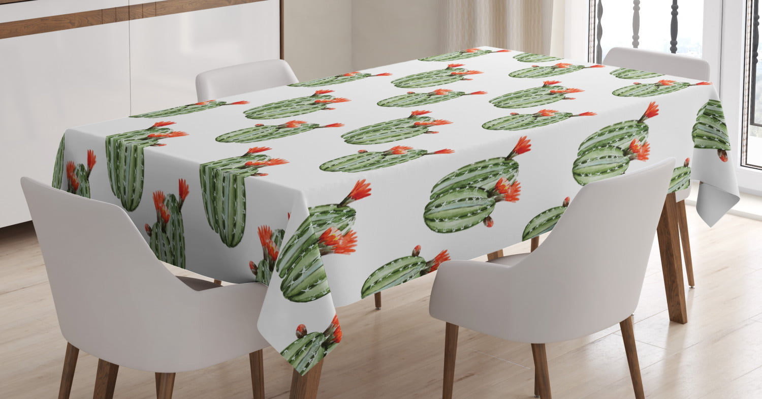 PVC TABLE CLOTH CACTUS DESERT PLANTS LEAVES POTS GREEN PINK BLUE WIPE ABLE COVER