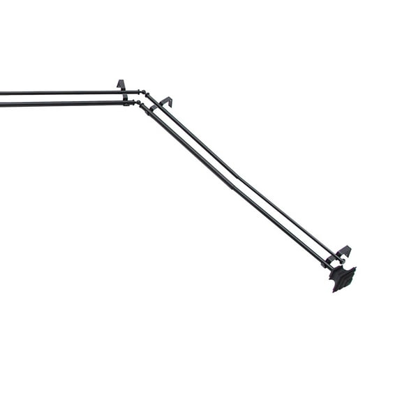 Kenney Mission Decorative Steel Bay Window Double Curtain Rod, 78-144" Adjustable Length, 3/4" Dia., Black