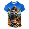 thumbnail image 4 of Men's Silly Zebra Print Tee, Big-eyed Buck-toothed Zebra Face 3D All-over Graphic, Short Sleeve Round Neck T-Shirt, Comfortable Moisture-wicking Fabric, Novelty Animal Top for Summer Casual, 4 of 5