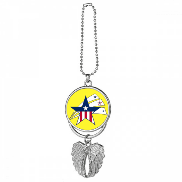 America Star Flag Shine Bright Silver Wing Car Pendant Decoration