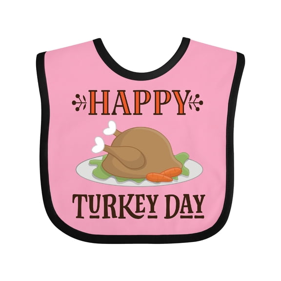 Inktastic Thanksgiving Happy Turkey Day Boys or Girls Baby Bib