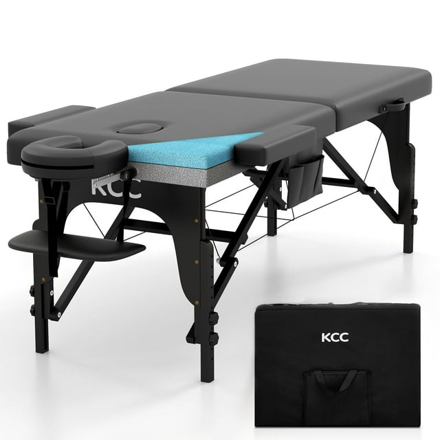 Mesa de masaje KCC de espuma viscoelástica portátil, plegable, 213 x 71 cm