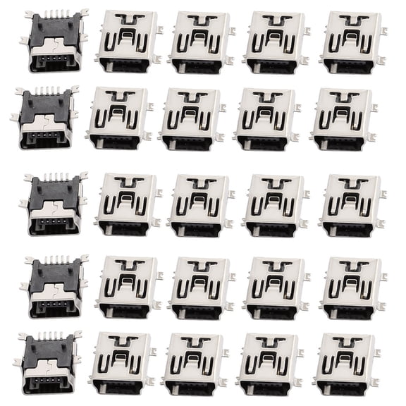 Unique Bargains 25 Pieces USB 5-Pin Type B Female Port Connector DIP Solder Connector Jack