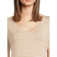 thumbnail image 4 of Time and Tru Women's V-Neck Knit Maxi Dress with Short Sleeves, Sizes XS-XXXL, 4 of 5