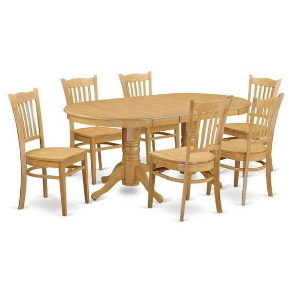 Pemberly Row 7-piece Wood Dinette Table Set in Oak