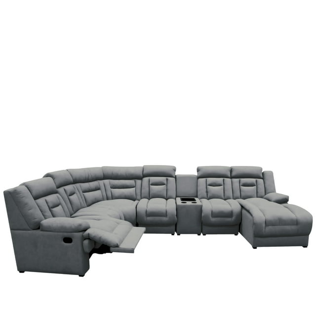 Sala Modular 6 piezas con porta vasos Marise - Gris Obscuro