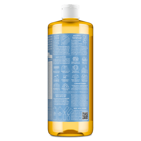 Dr. Bronner's Magic Soap - Castile Liquid Soap - 32 oz - Body Wash, Face Wash - Unscented - Age Group: Baby & All Ages