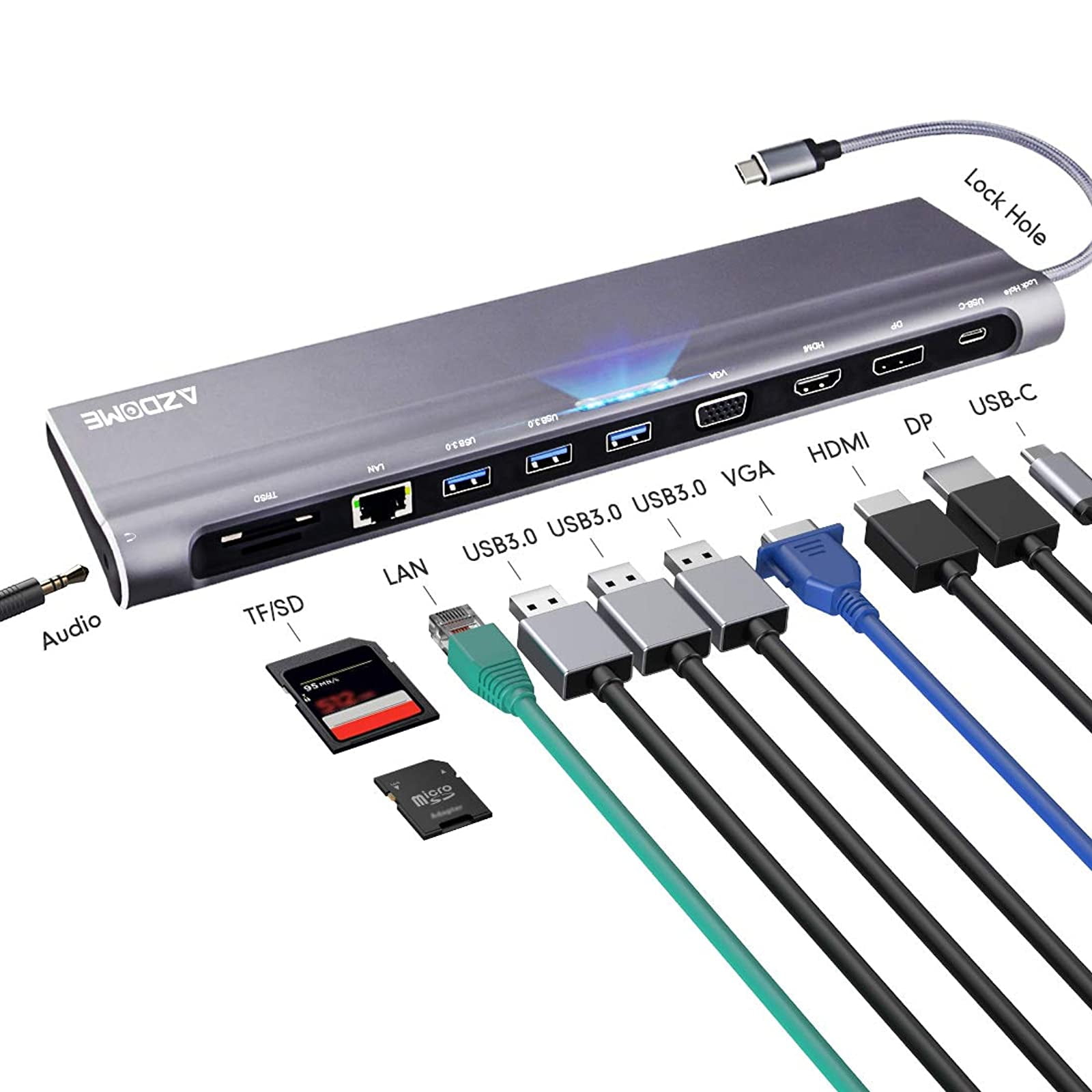 USB-C USB 3.1 Type-C to HDMI Dual Ports 3.0 Hub Ethernet SD Card Reader Power for PC Laptop USB-C USB 3.1 Type-C to HDMI Dual Ports 3.0 Hub Ethernet SD Card Reader Power for PC Laptop