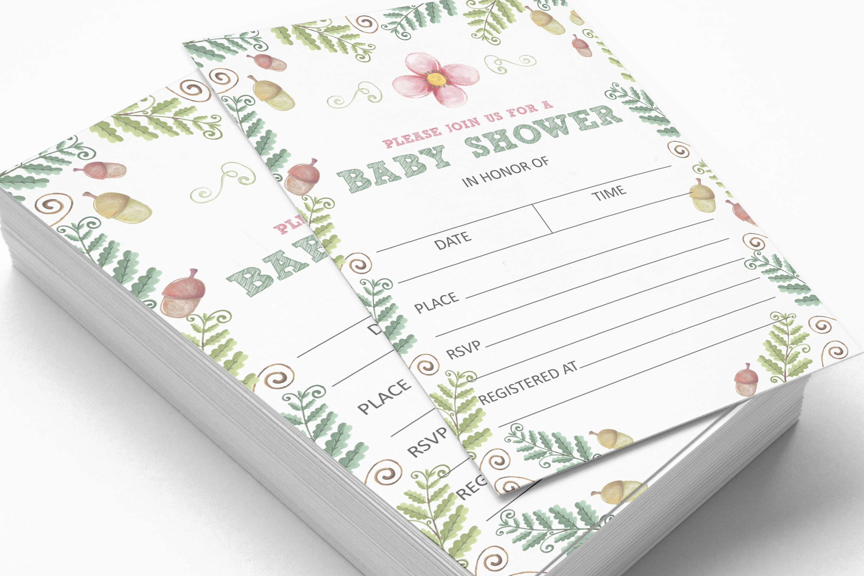 Inkdotpot 30Floral Baby Shower Invitation Cards Gender Neutral Fill In Blank Invites