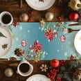 thumbnail image 3 of Table Runner 70 Inch Long - Snowman Deer Christmas Tree PoinsettiaDecorative Table Scarf,Xmas Ornaments Berry LeafDining Table Runners for Wedding Party Kitchen Dining Tables, 3 of 9