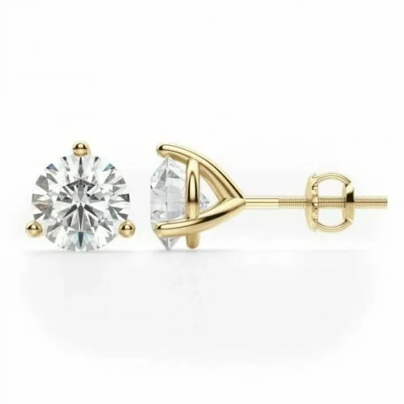 2.00 Ct Round Cut White Diamond Stud Solitaire Earrings 14k Yellow Gold Plated