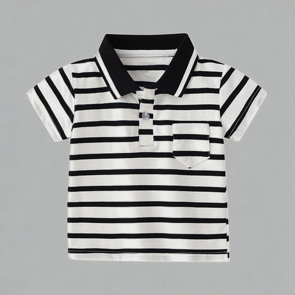 Krdevn Boys Girls Striped Pique Polo Shirt Short Sleeve Breathable Cotton Blend Casual Summer School Top,3-4 Years