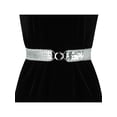 thumbnail image 4 of INSPIRE CHIC Women's Shimmer Skinny Stretchy Waist Belts Sequins Decor Elastic Belts for Dresses Silver Side Silver, 4 of 6