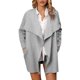 thumbnail image 1 of Blusa de punto larga Color puro Hombro caído Cuello vuelto Ajuste informal Blusa de punto para mujer Gris XL, 1 of 6