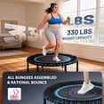thumbnail image 4 of 48 pulgadas sin resorte mini trampolín de fitness, rebounder de ejercicio interior/exterior para entrenamientos más silenciosos y seguros, carga 450lbs, entrenador de cardio de salto del gimnasio, 4 of 5