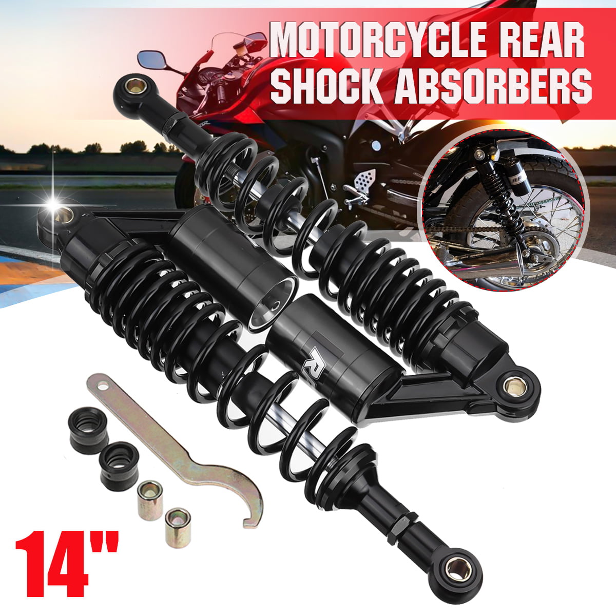 360mm 14.17" Air Shock Absorber Motorcycle Suspension fit Honda Suzuki Dirt Bike 