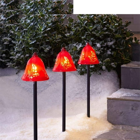 Mr. Christmas Musical LED Pathway Bells with Black Poles Set of 3