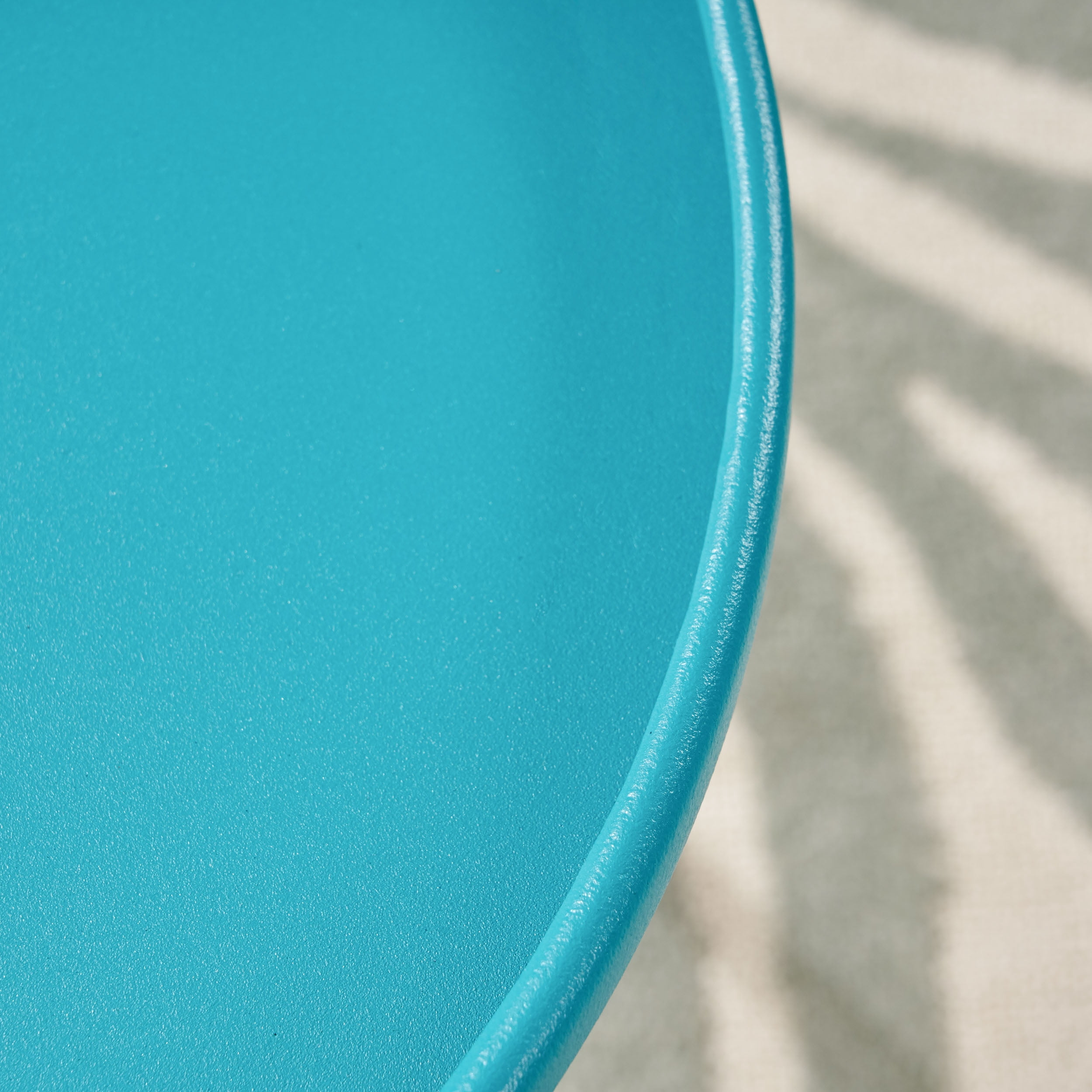 Armani Outdoor Modern 16.5" Side Table with Steel Legs, Teal