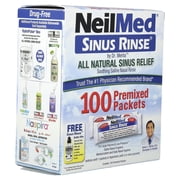 NeilMed Sinus Rinse Premixed Saline Packets – 100 Count, pH Balanced, Preservative-Free