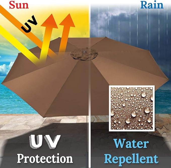 ALUVIERA Umbrella Replacement Canopy Cover for 11.5ft 8 Rib Market Outdoor Patio Shades