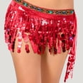 thumbnail image 6 of Felirenzacia Women's Triangular Belly Dancing Hip Scarf Wrap Skirt with Gold Coins, Red,Free Size, 6 of 6