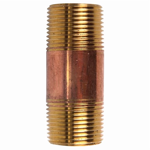 Boquilla ATC de latón rojo de 3/4 pulgadas MPT X 3/4 pulgadas D MPT 6,35 cm L
