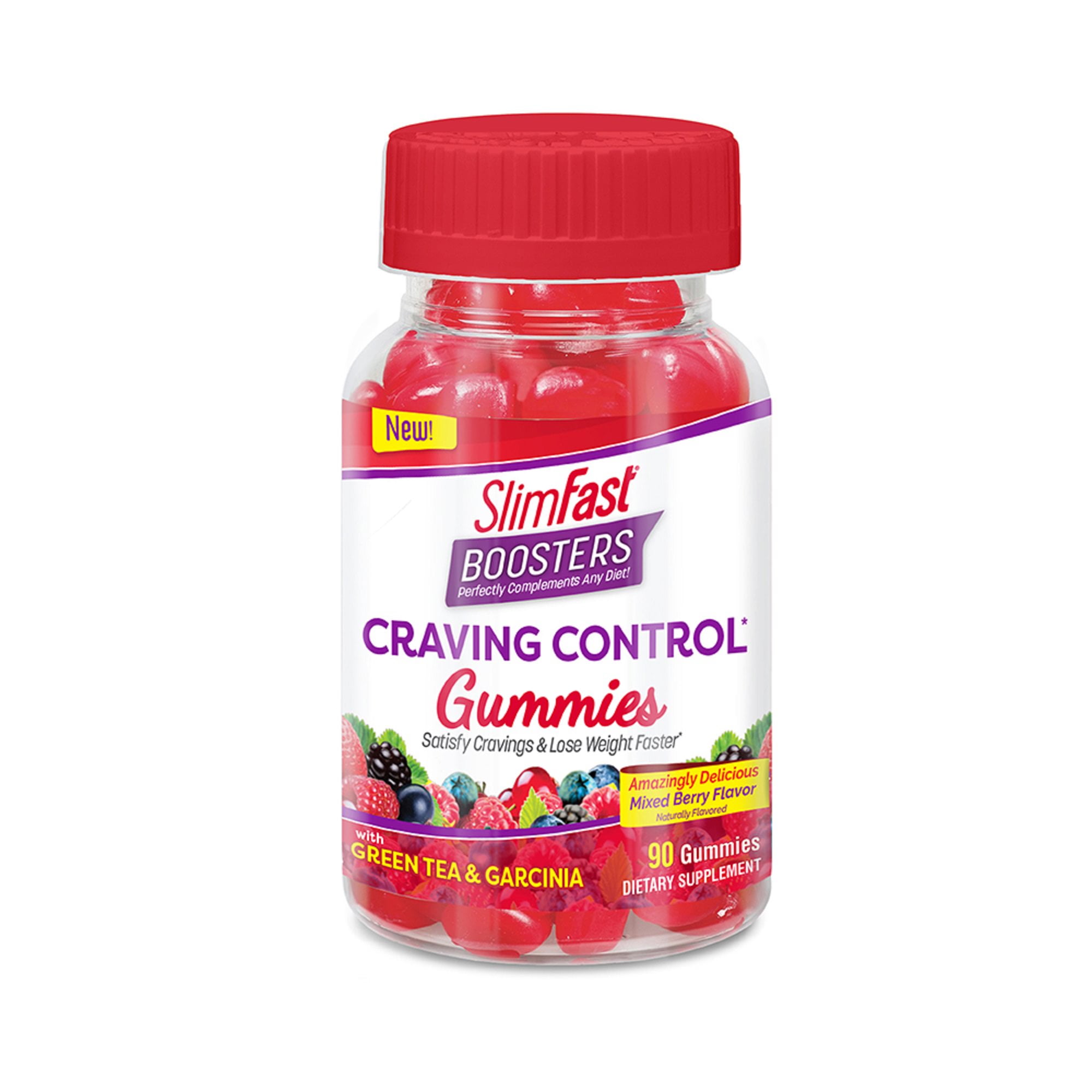 SlimFast Boosters Craving Control Gummies Mixed Berry, 90 Ct